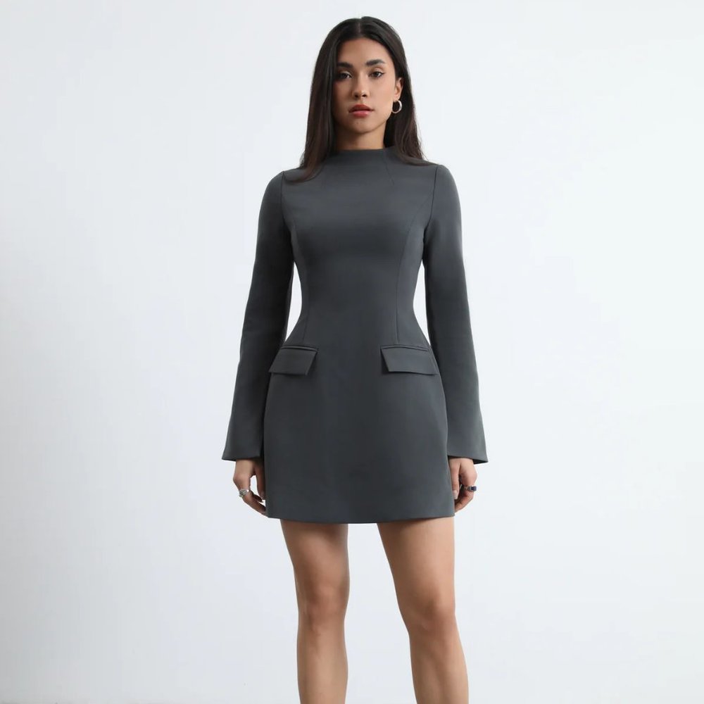 NWT Small Commense Grey Long Sleeve Dress